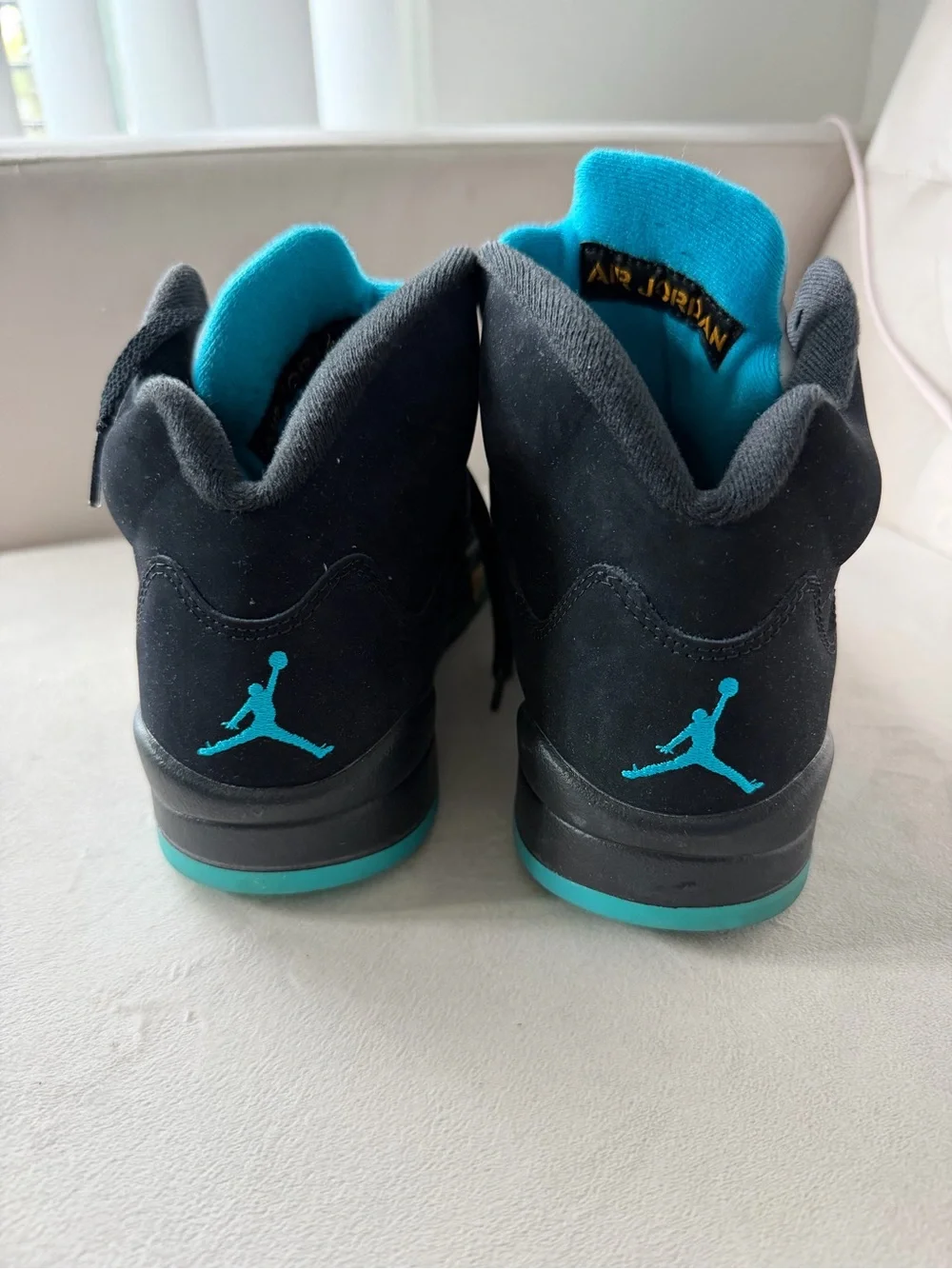 Jordan Retro 5 Black and Teal Sneakers